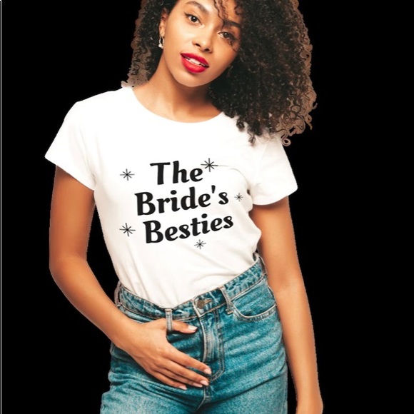 The Bride's Bestie's Tee Shirt, Bride Tee, Bachelorette Party T Shirts, Pink - Picture 2 of 3